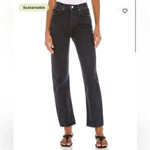 90s pinch waist AGOLDE jeans in black tea.